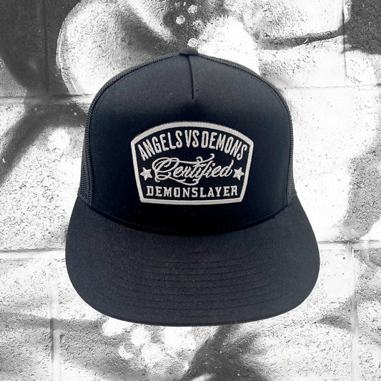 Classic Black AVD Flat Bill Trucker Hat